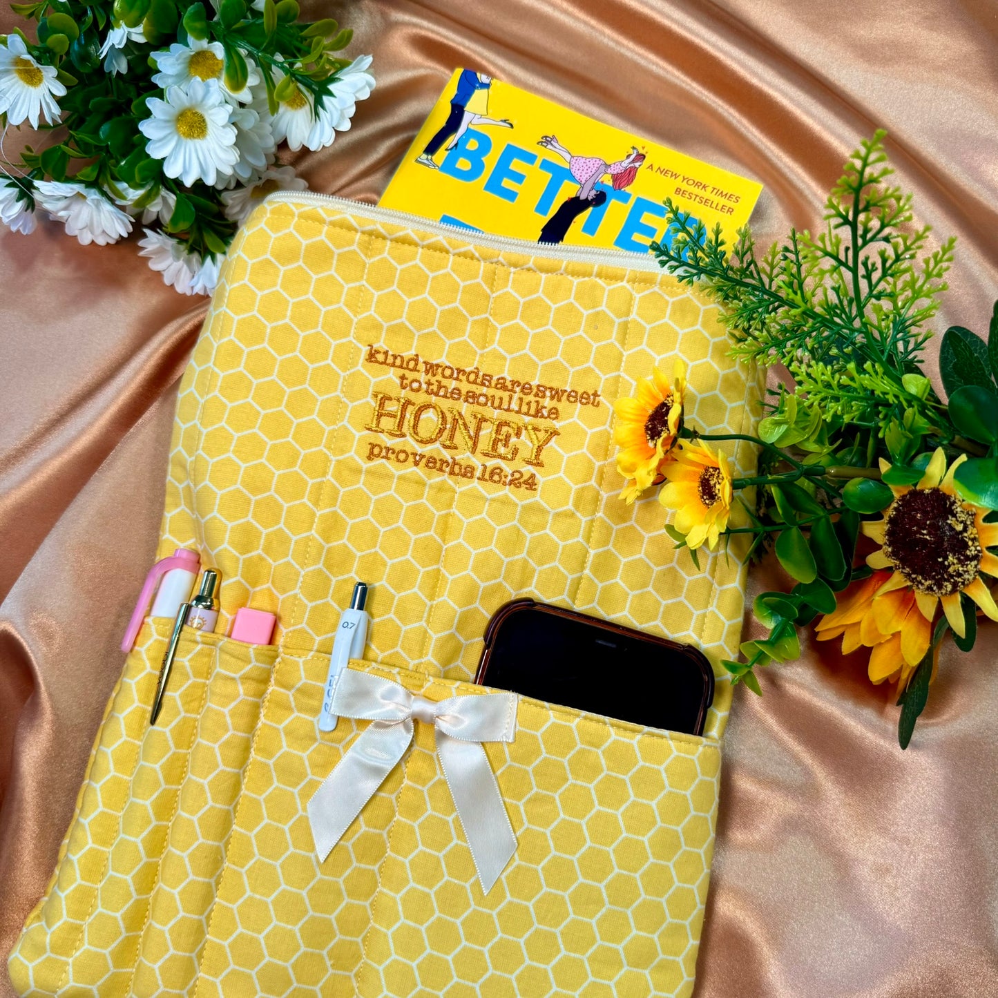 Honey Quilted Book Sleeve