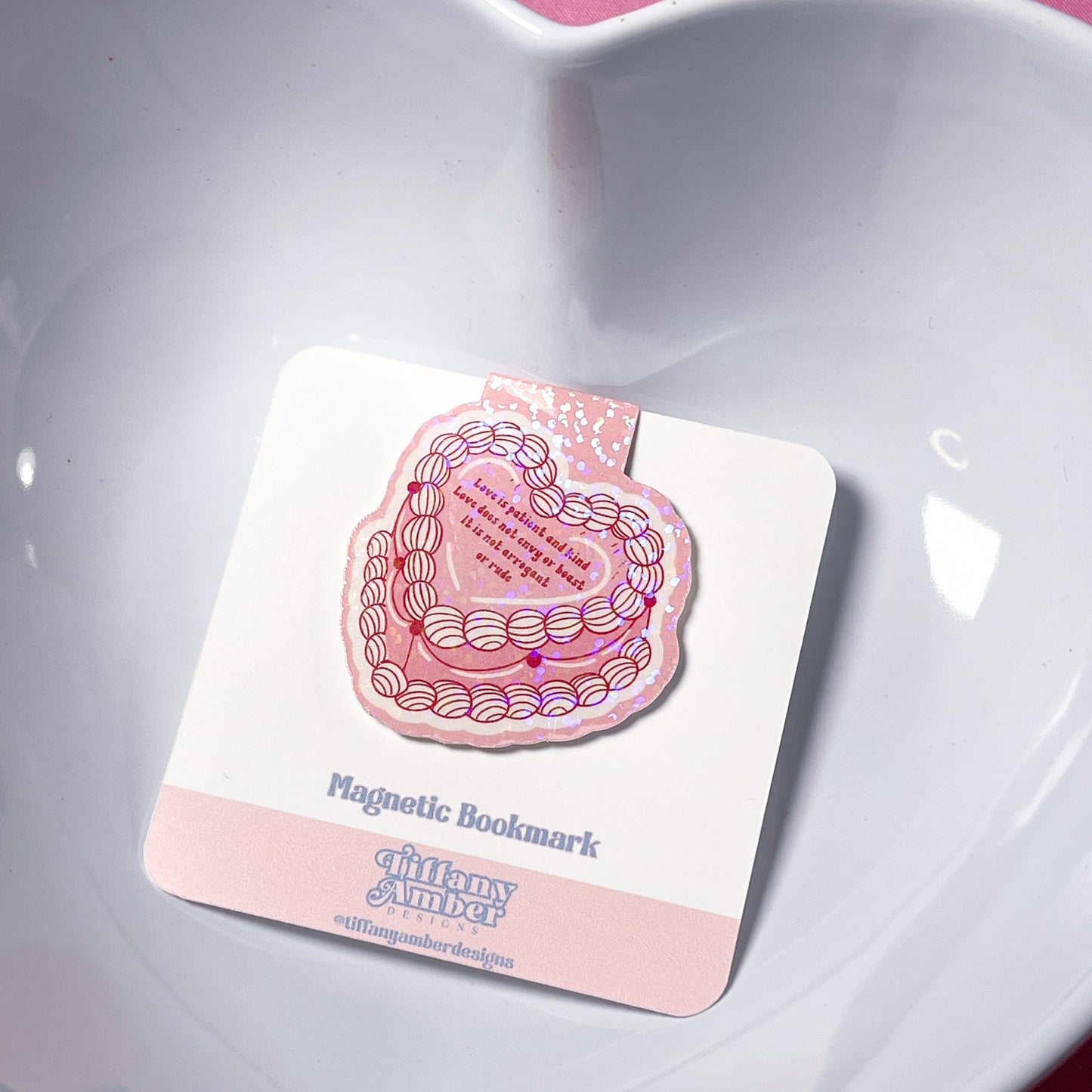 Love Is Patient Heart Cake Magnetic Bookmark