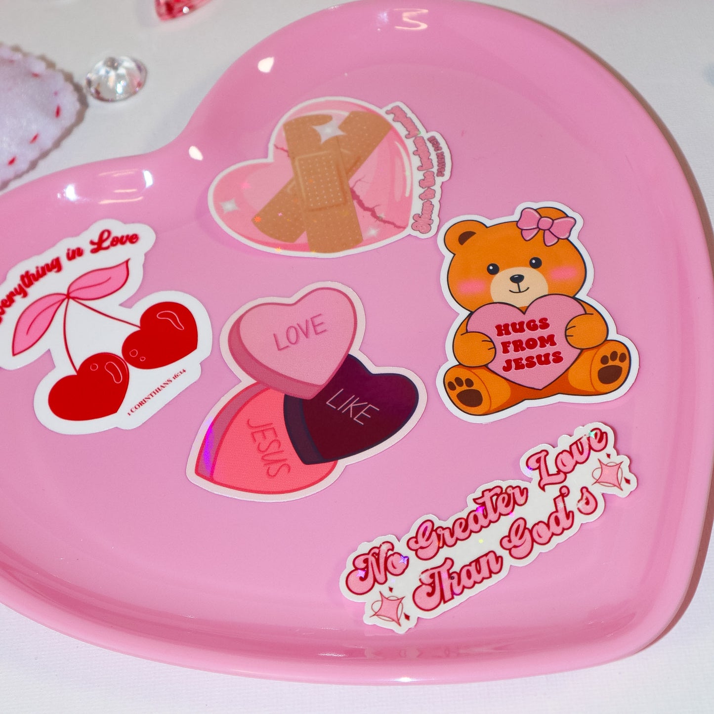 Hugs From Jesus Pink Bear Sticker