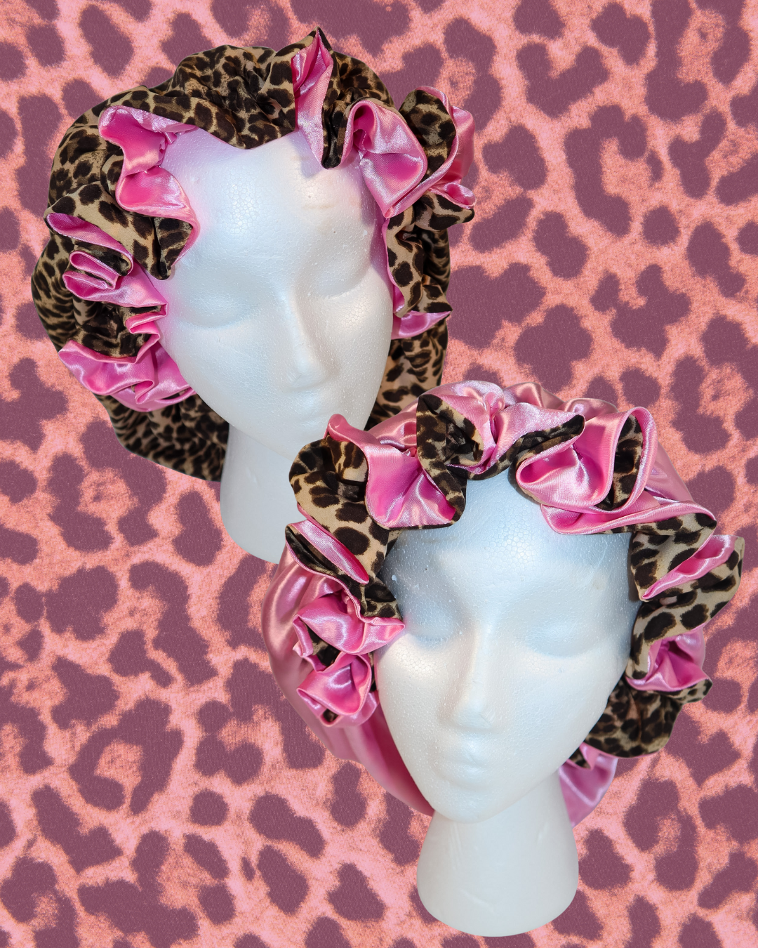 Sweetheart Cheetah Adjustable Satin Bonnet