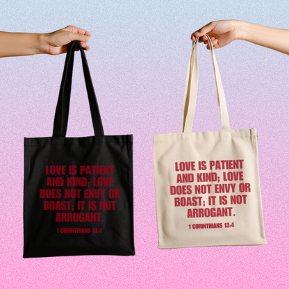 1 Corinthians 13:4 Tote Bag