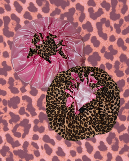 Sweetheart Cheetah Adjustable Satin Bonnet