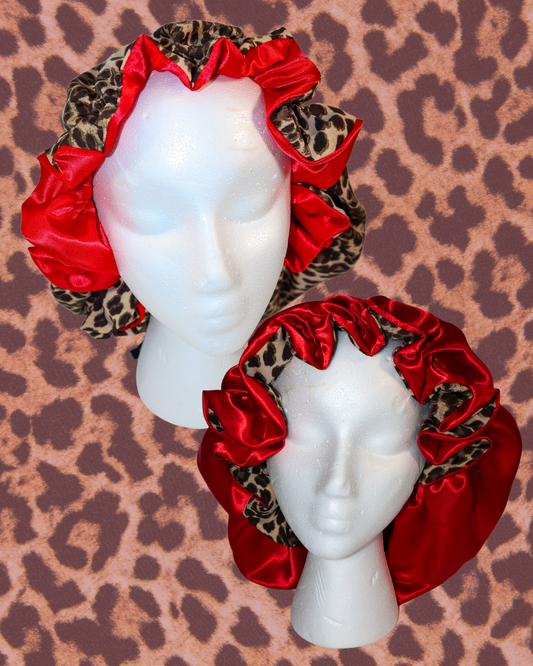 Wild Love Cheetah Adjustable Satin Bonnet