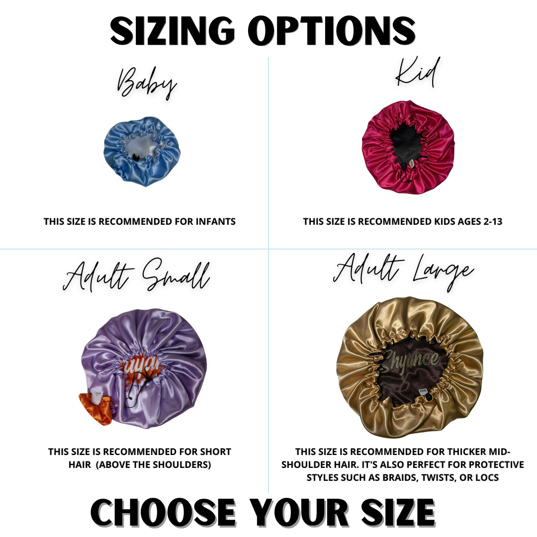 Personalized Reversible & Adjustable Satin Bonnets