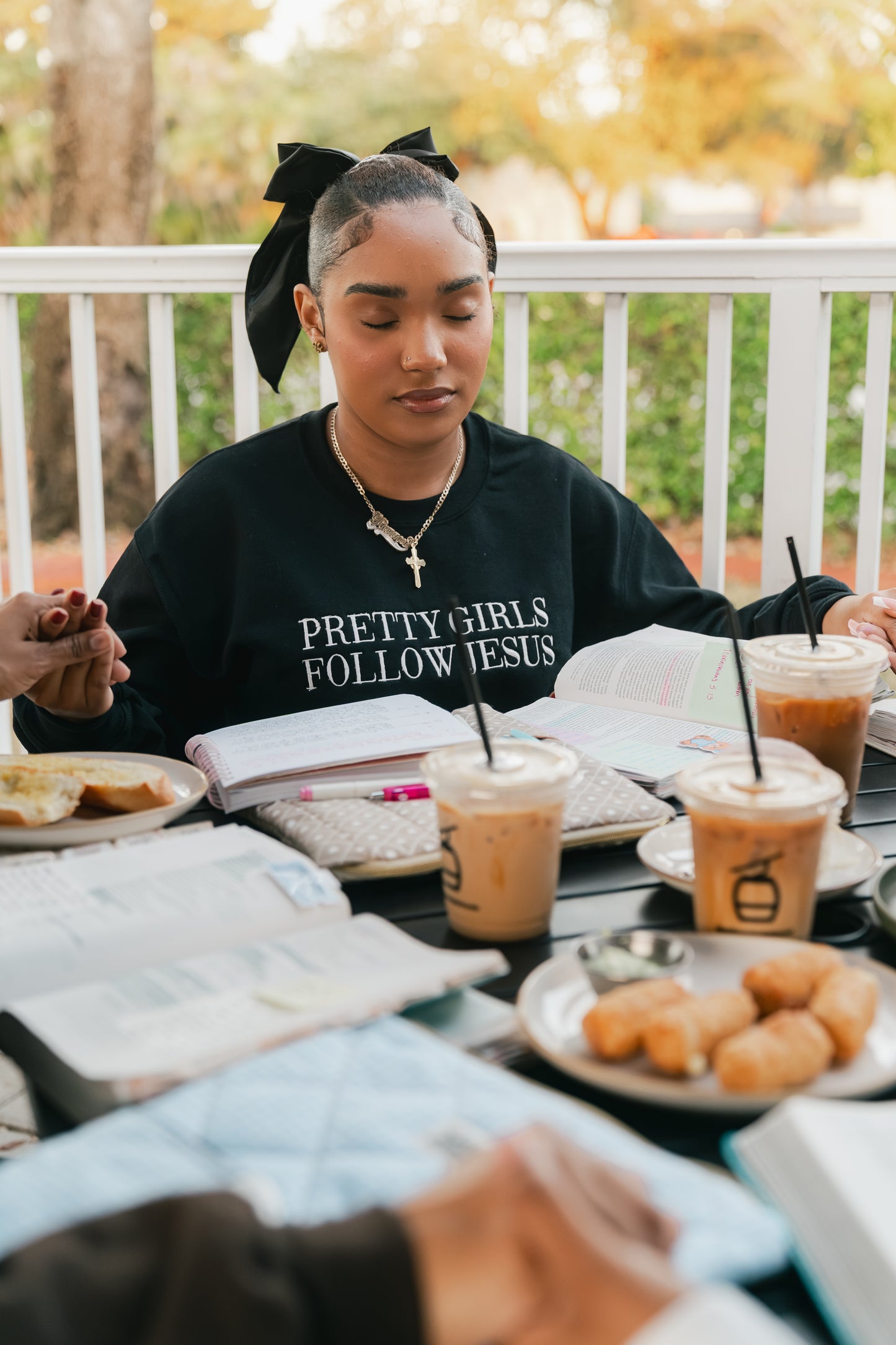 Embroidered Pretty Girls Follow Jesus Sweatshirt – Black