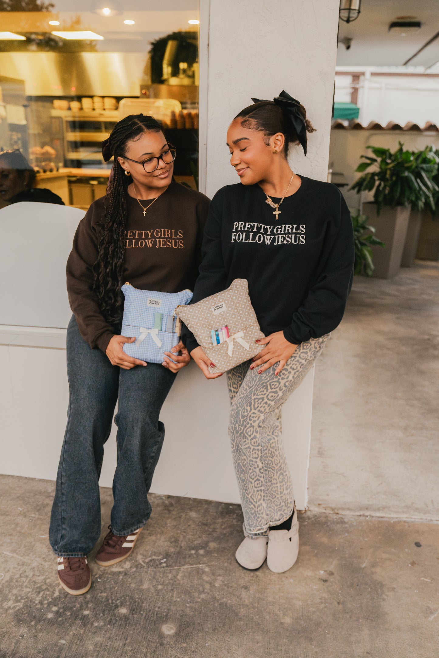 Embroidered Pretty Girls Follow Jesus Sweatshirt – Brown