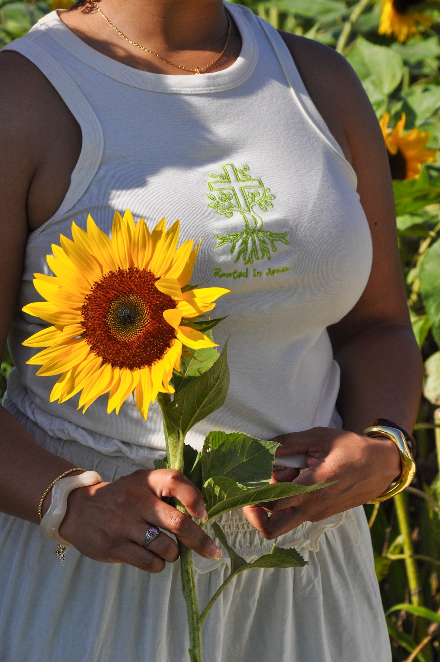 Rooted in Jesus Embroidered Tank