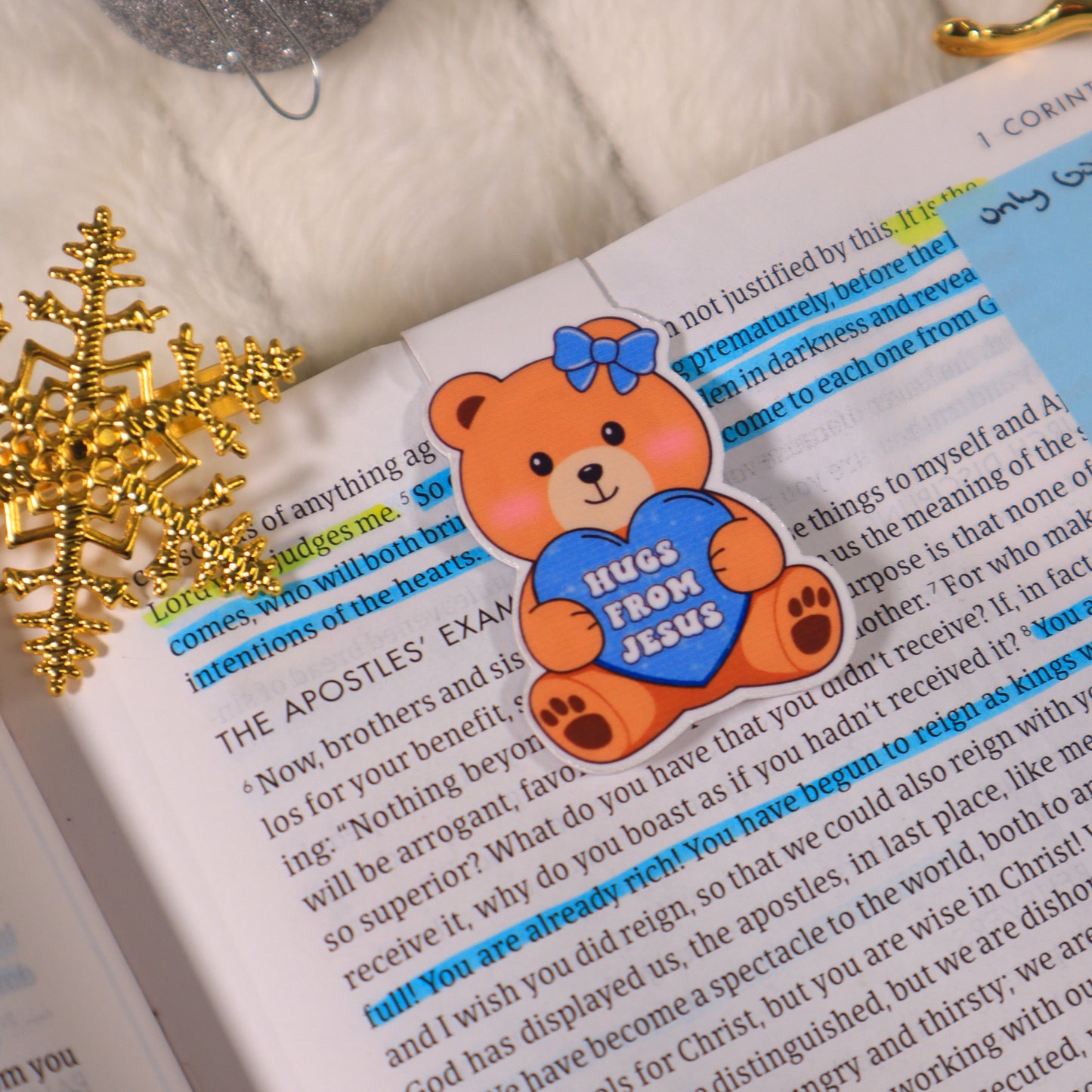 Hugs From Jesus – Teddy Bear Magnetic Bookmark