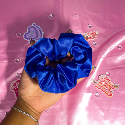 Blue Large Satin Scrunchie