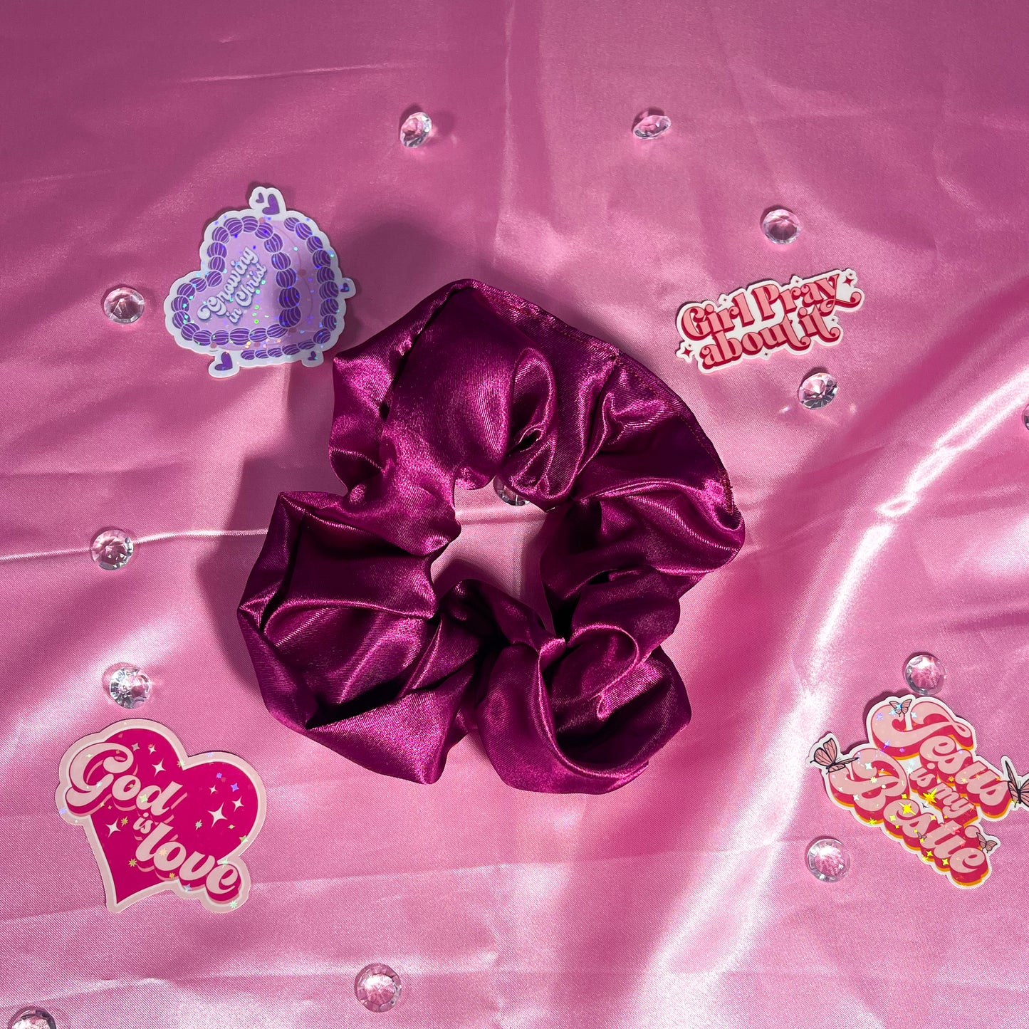 Magenta Large Satin Scrunchie