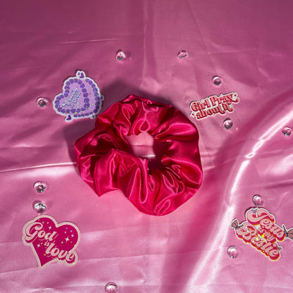 Hot Pink Large Satin Scrunchie