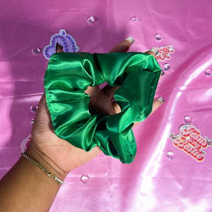 Green Large Satin Scrunchie