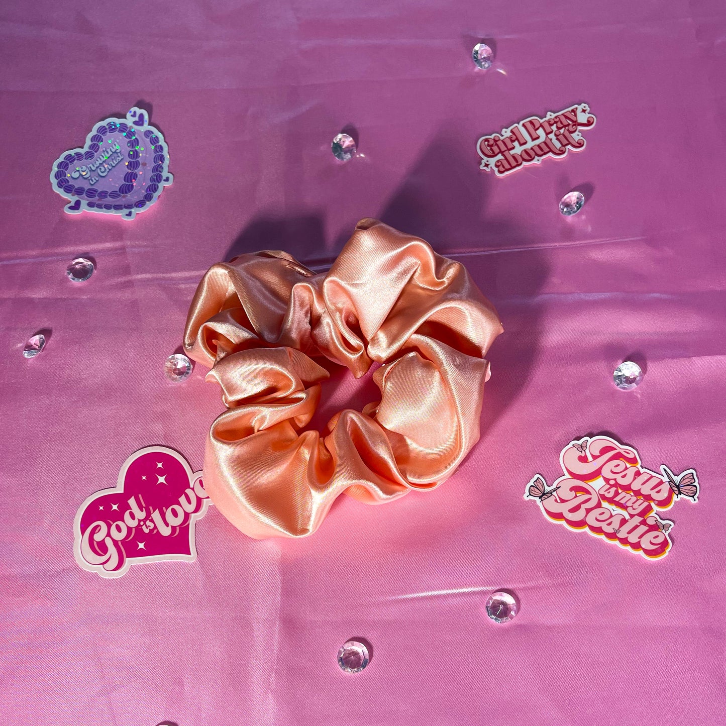 Peach Large Satin Scrunchie