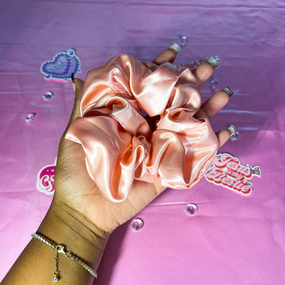 Peach Large Satin Scrunchie