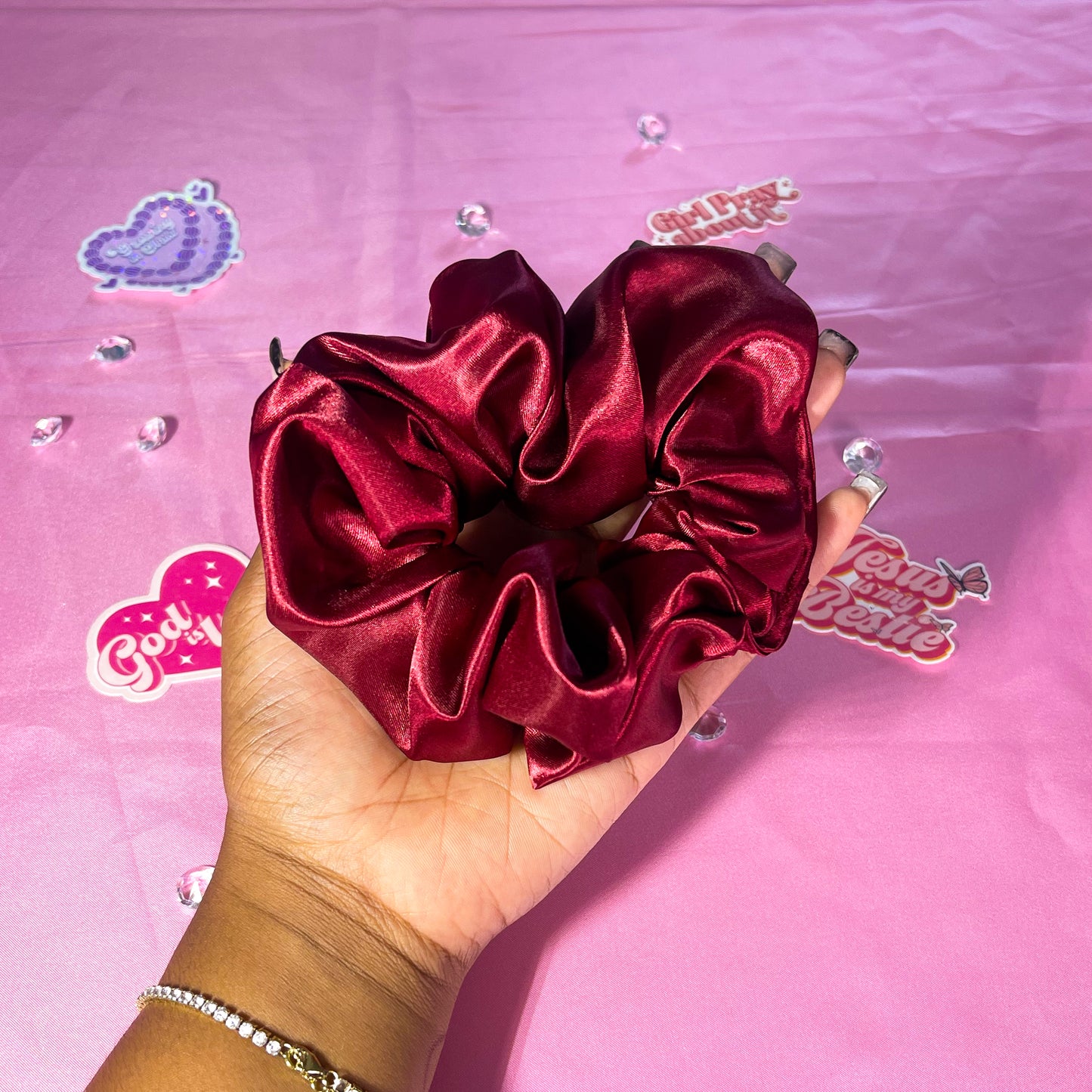 Burgundy Large Satin Scrunchie