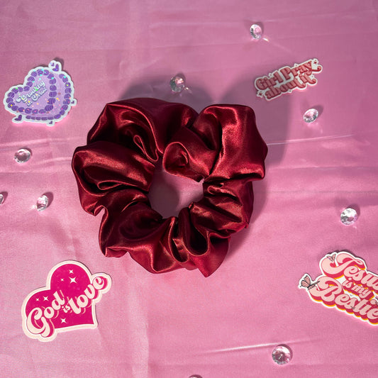 Burgundy Large Satin Scrunchie