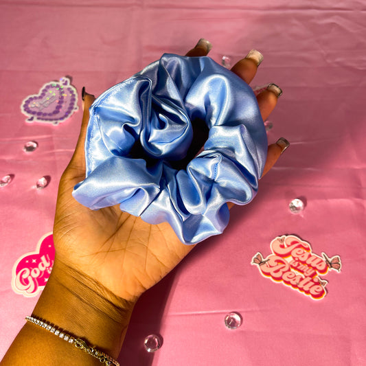 Light Blue Large Satin Scrunchie