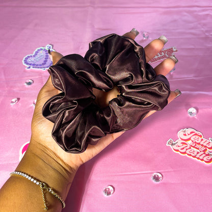 Brown Large Satin Scrunchie