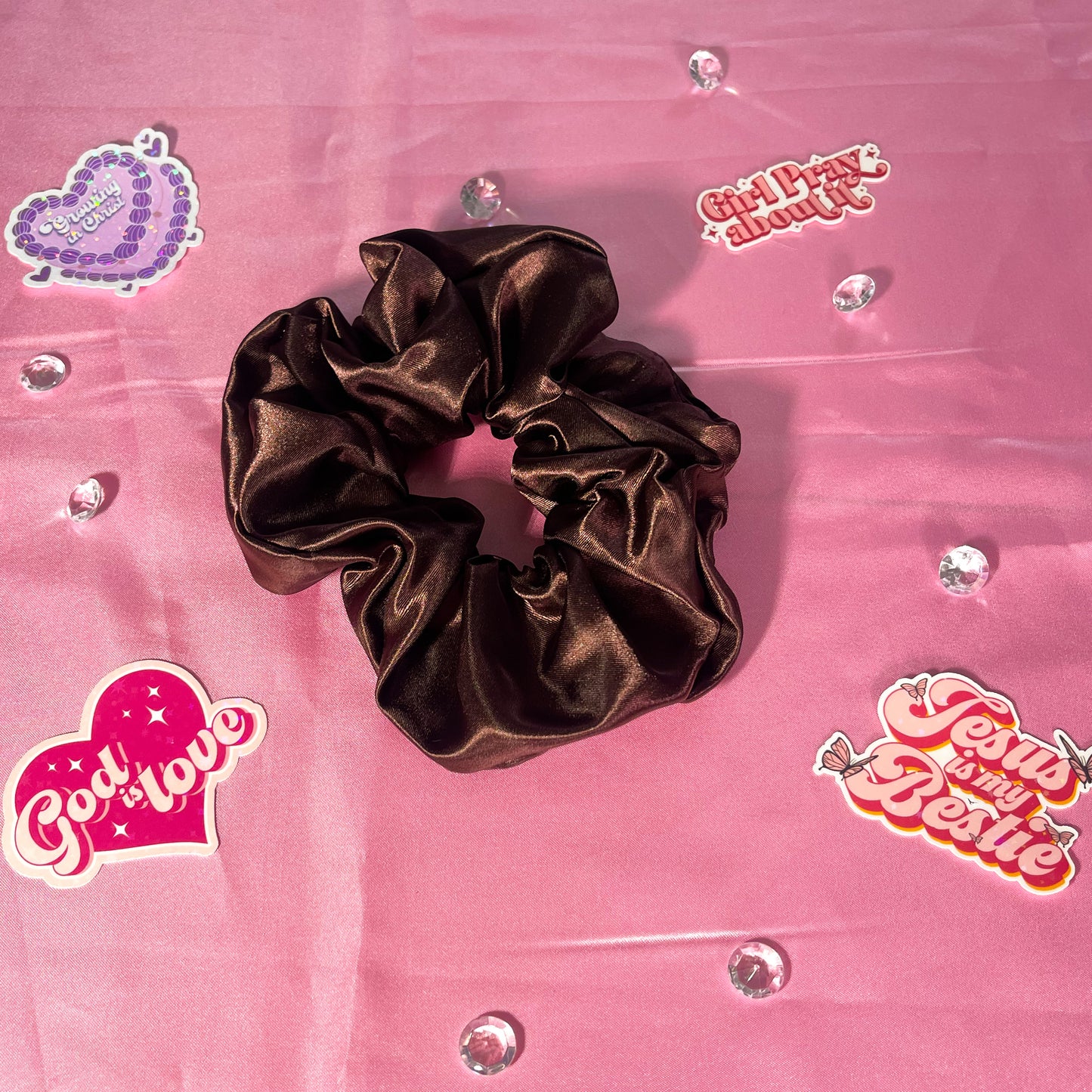 Brown Large Satin Scrunchie