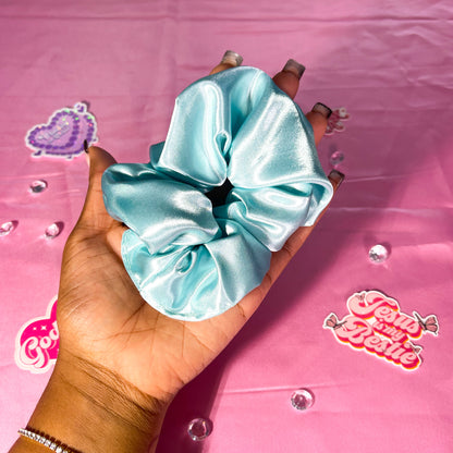 Mint Large Satin Scrunchie