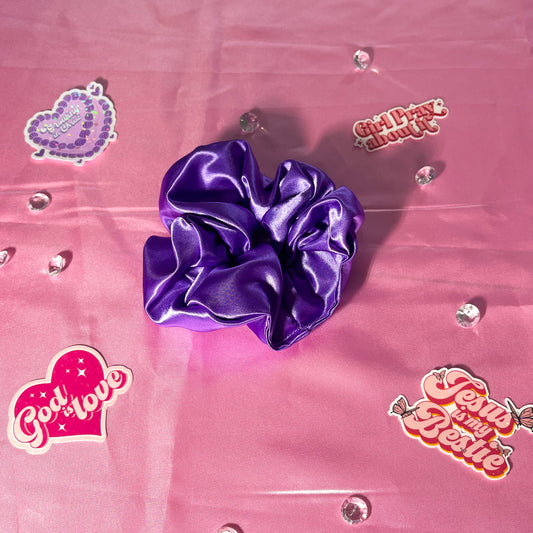 Purple Large Satin Scrunchie