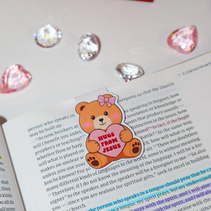 Hugs From Jesus Pink Bear Magnetic Bookmark