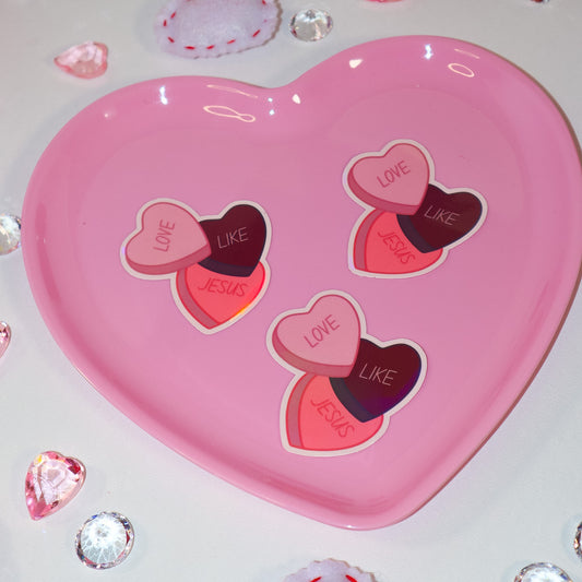 Love Like Jesus Candy Hearts Sticker